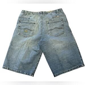 Phat Farm Mens Oversized Size 36 x 14” Inseam Jean Shorts with Unique Pockets